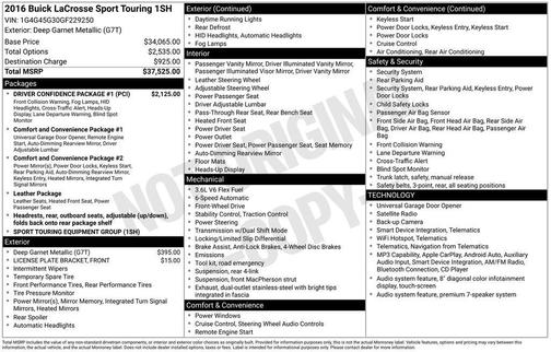 Deep Garnet Metallic 2016 Buick LaCrosse Sport Touring