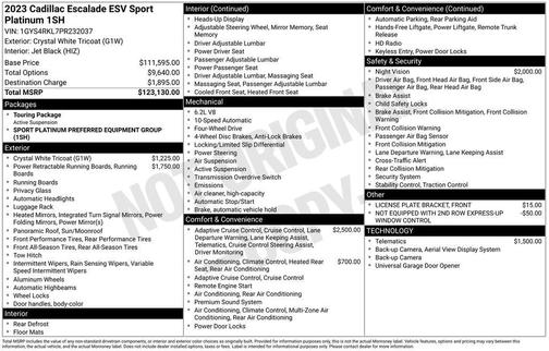 Crystal White Tri-Coat 2023 Cadillac Escalade ESV Sport Platinum