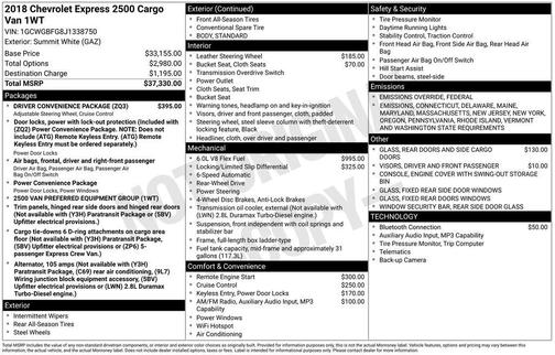 2018 Chevrolet Express 2500 Work Van