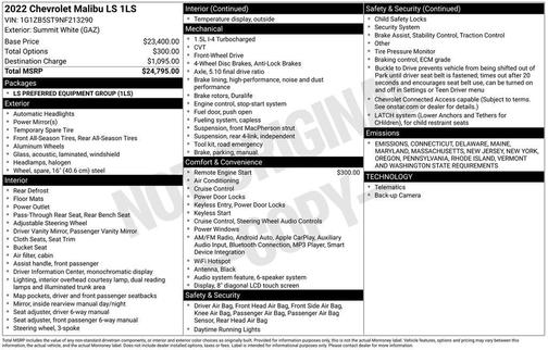 2022 Chevrolet Malibu 1LS