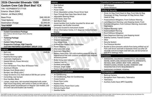 2026 Chevrolet Silverado 1500 Custom