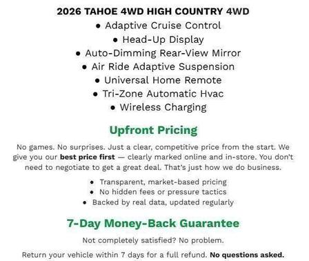 Black 2026 Chevrolet Tahoe 4WD High Country