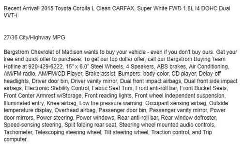 2015 Toyota Corolla LE
