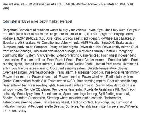 2018 Volkswagen Atlas 3.6L SE