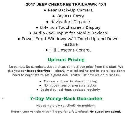 Bright White Clearcoat 2017 Jeep Cherokee Trailhawk