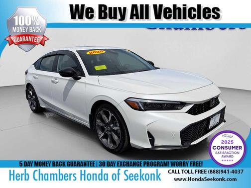 Platinum White Pearl 2025 Honda Civic Hybrid Sport Touring
