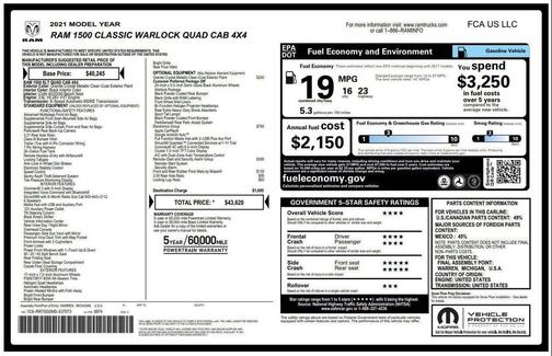 2021 RAM 1500 Classic Warlock 4x4 4dr Quad Cab 6.3 ft. SB Pickup