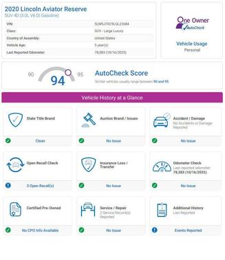 2020 Lincoln Aviator Reserve AWD