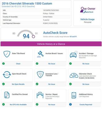 2016 Chevrolet Silverado 1500 Custom