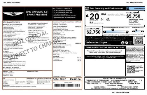 2023 Genesis G70 3.3T Standard AWD 4dr Sedan