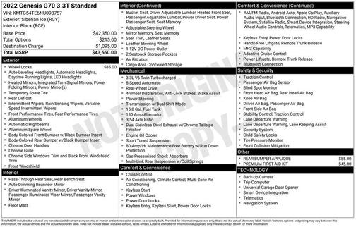 Siberian Ice 2022 Genesis G70 3.3T RWD