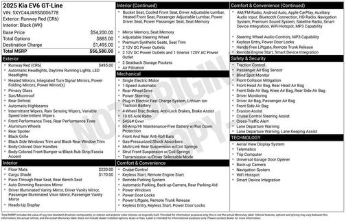 Runway Red 2025 Kia EV6 GT-Line RWD