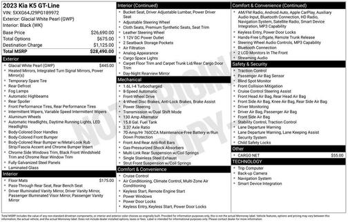 Glacial White Pearl 2023 Kia K5 GT-Line