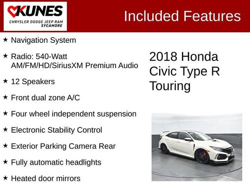 White 2018 Honda Civic Type R Touring