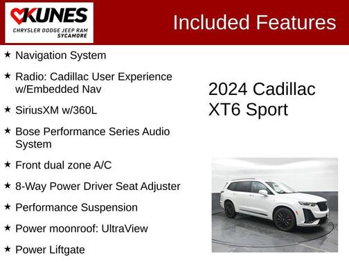 White 2024 Cadillac XT6 Sport AWD