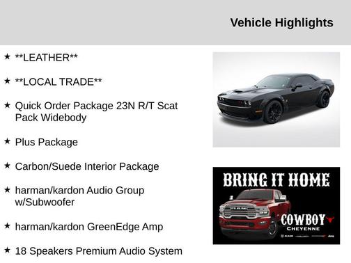 Pitch Black Clearcoat 2023 Dodge Challenger R/T Scat Pack Widebody