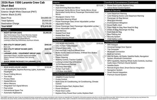 Bright White Clearcoat 2026 RAM 1500 Laramie