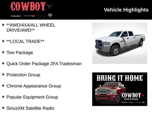 Bright White Clearcoat 2018 RAM 2500 Tradesman Crew Cab 4x4 8' Box