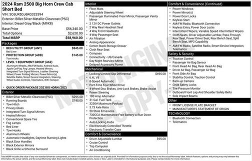 2024 RAM 2500 Big Horn Crew Cab 4x4 6'4' Box