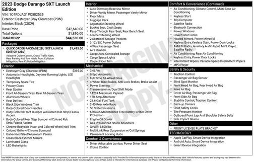 2023 Dodge Durango SXT Launch Edition AWD