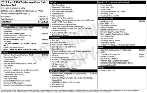 2019 RAM 2500 Tradesman Crew Cab 4x4 6'4' Box