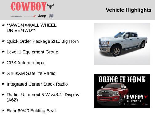 Bright White Clearcoat 2024 RAM 2500 Big Horn Crew Cab 4x4 6'4' Box