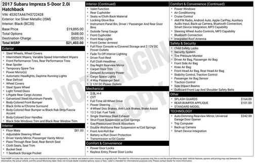 2017 Subaru Impreza 2.0i