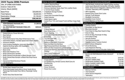 Halo 2025 Toyota GR86 Premium