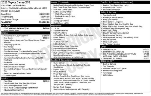 Wind Chill Pearl/Midnight Black Metallic 2023 Toyota Camry XSE