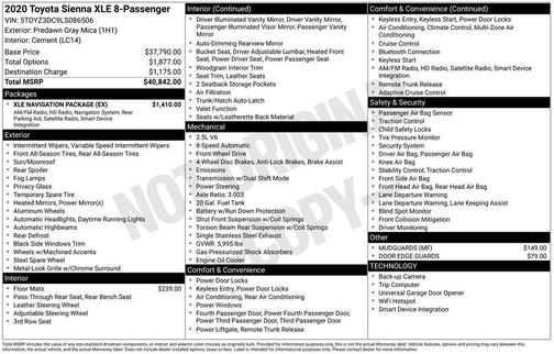 2020 Toyota Sienna XLE