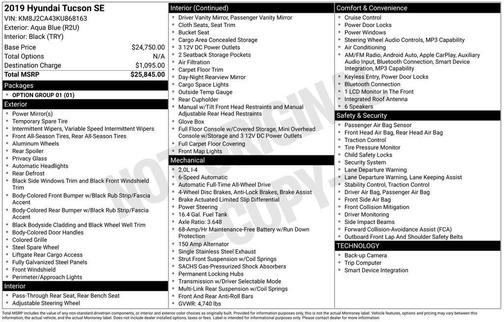 Aqua Blue 2019 Hyundai TUCSON SE