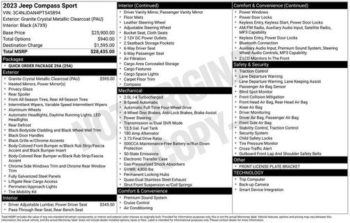 Granite Crystal Metallic Clearcoat 2023 Jeep Compass Sport
