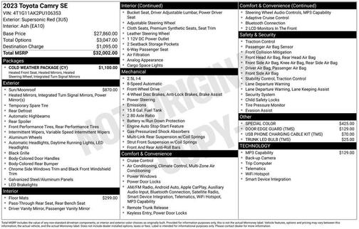 Supersonic Red 2023 Toyota Camry SE