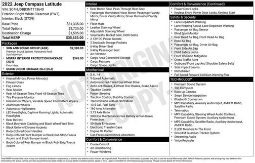 Bright White Clearcoat 2022 Jeep Compass Latitude
