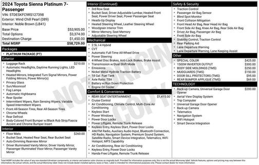 Wind Chill Pearl 2024 Toyota Sienna Platinum