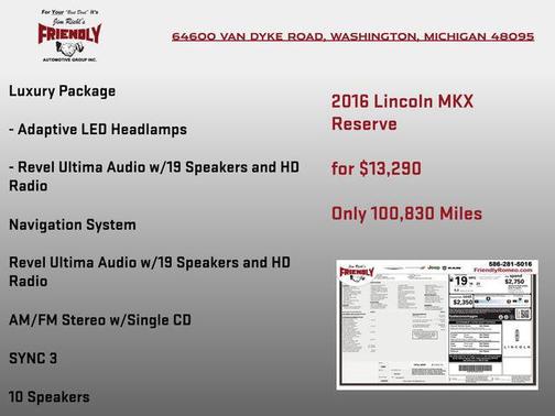 Luxe Metallic 2016 Lincoln MKX Reserve