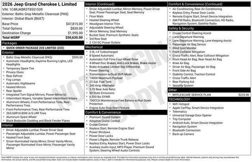 Baltic Gray Metallic Clearcoat 2026 Jeep Grand Cherokee L Limited