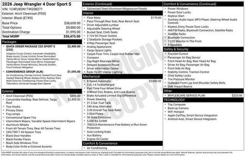 Anvil Clearcoat 2026 Jeep Wrangler Sport S