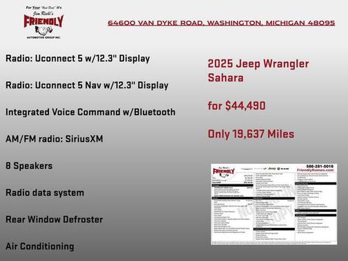 Bright White Clearcoat 2025 Jeep Wrangler 4-Door Sahara 4x4
