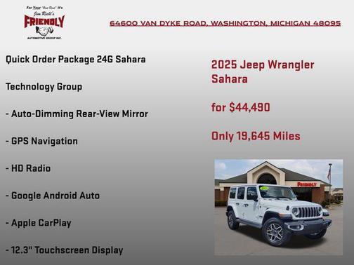 Bright White Clearcoat 2025 Jeep Wrangler 4-Door Sahara 4x4