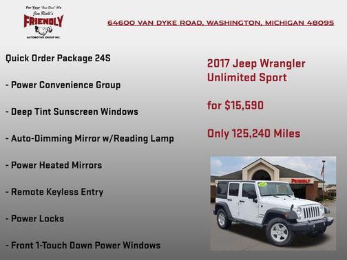 Bright White Clearcoat 2017 Jeep Wrangler Unlimited Sport