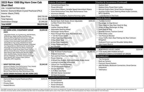 Diamond Black Crystal Pearlcoat 2023 RAM 1500 Big Horn/Lone Star