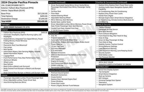 Fathom Blue Pearlcoat 2024 Chrysler Pacifica L