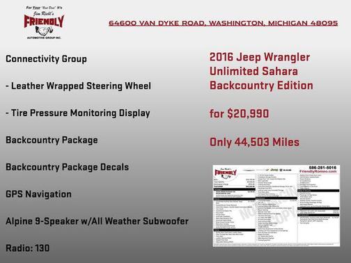 Black Clearcoat 2016 Jeep Wrangler Unlimited Sahara