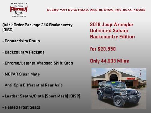Black Clearcoat 2016 Jeep Wrangler Unlimited Sahara