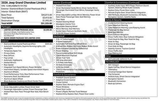 Diamond Black Crystal Pearlcoat 2026 Jeep Grand Cherokee Limited