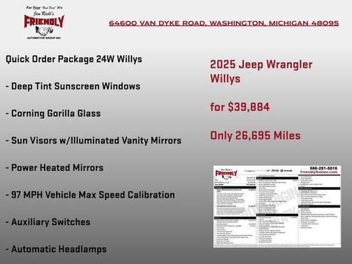 Bright White Clearcoat 2025 Jeep Wrangler Willys