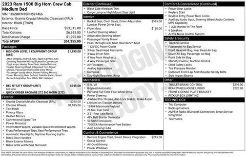 Granite Crystal Metallic Clearcoat 2023 RAM 1500 Big Horn/Lone Star