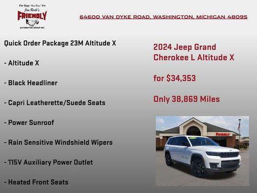 Bright White Clearcoat 2024 Jeep Grand Cherokee L Altitude