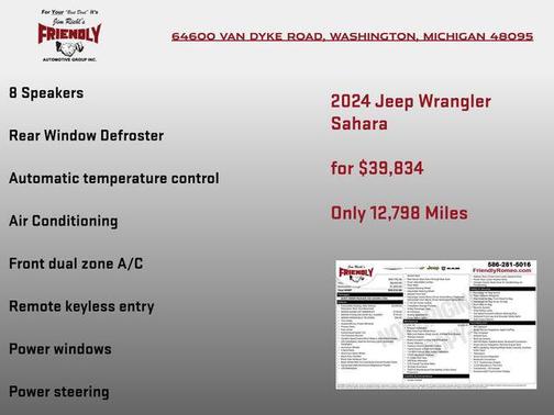 Bright White Clearcoat 2024 Jeep Wrangler 4-Door Sahara 4x4